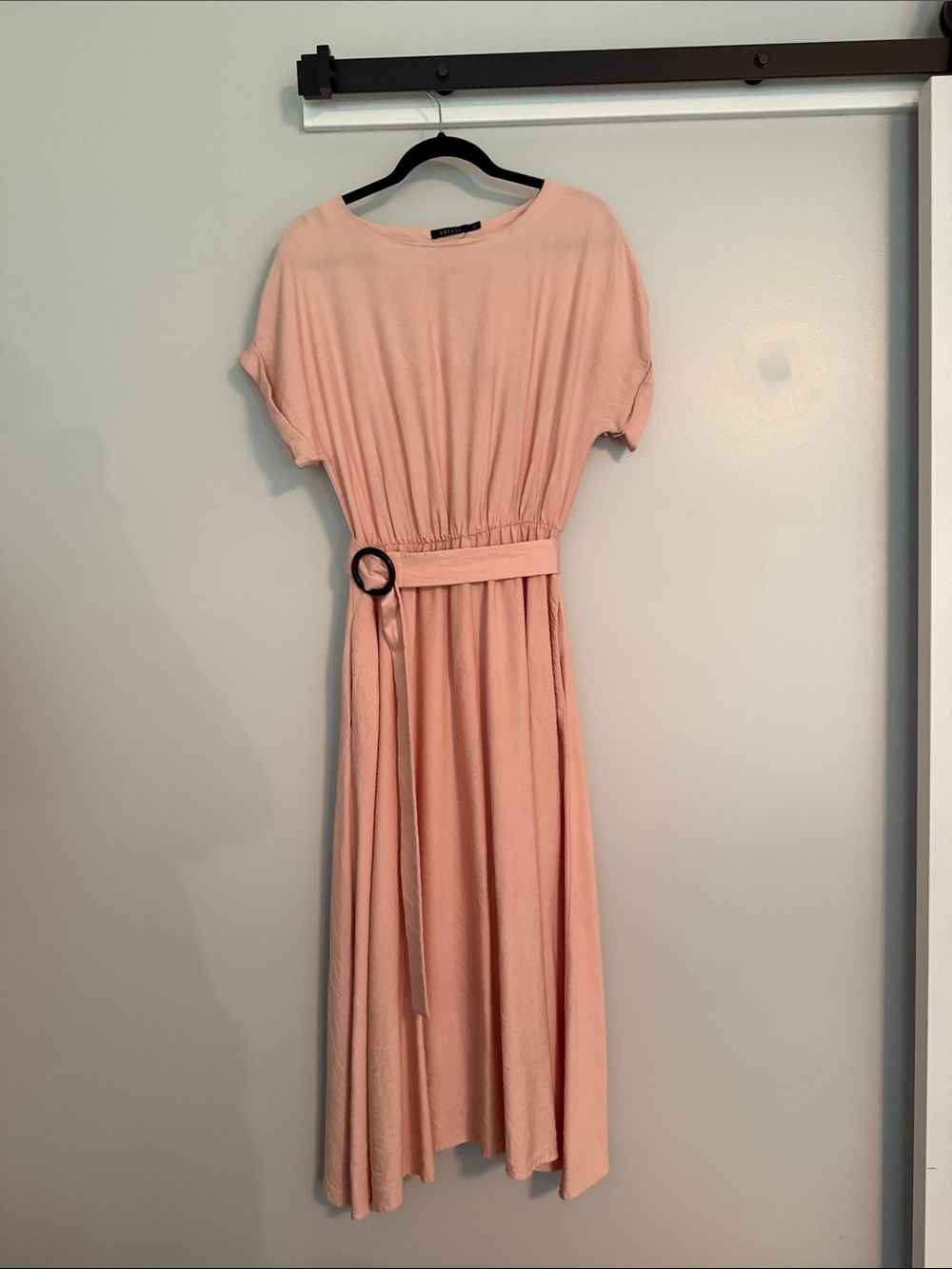 Soft Pink Belted Maxi Dress with Ring Detail